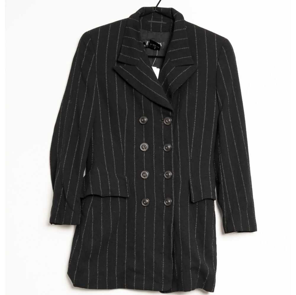 Escada Elements Black Pinstripe Double-Breasted Blazer